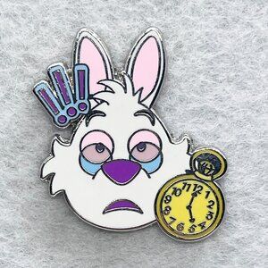 🔮 5/$25 Disney Alice in Wonderland White Rabbit I'm Late Emoji Pin‎
